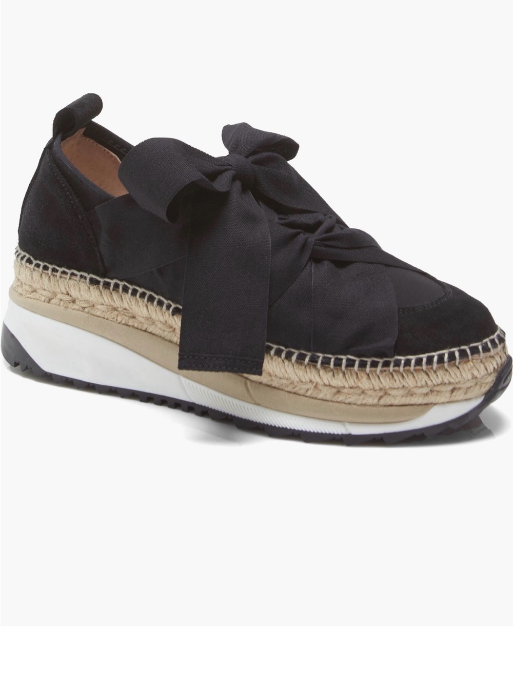 NWT Free  People Black Bow Espadrille Sneakers with Ribbon Detail